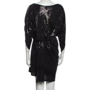 David Meister black sequins cocktail dress size 2 knee length